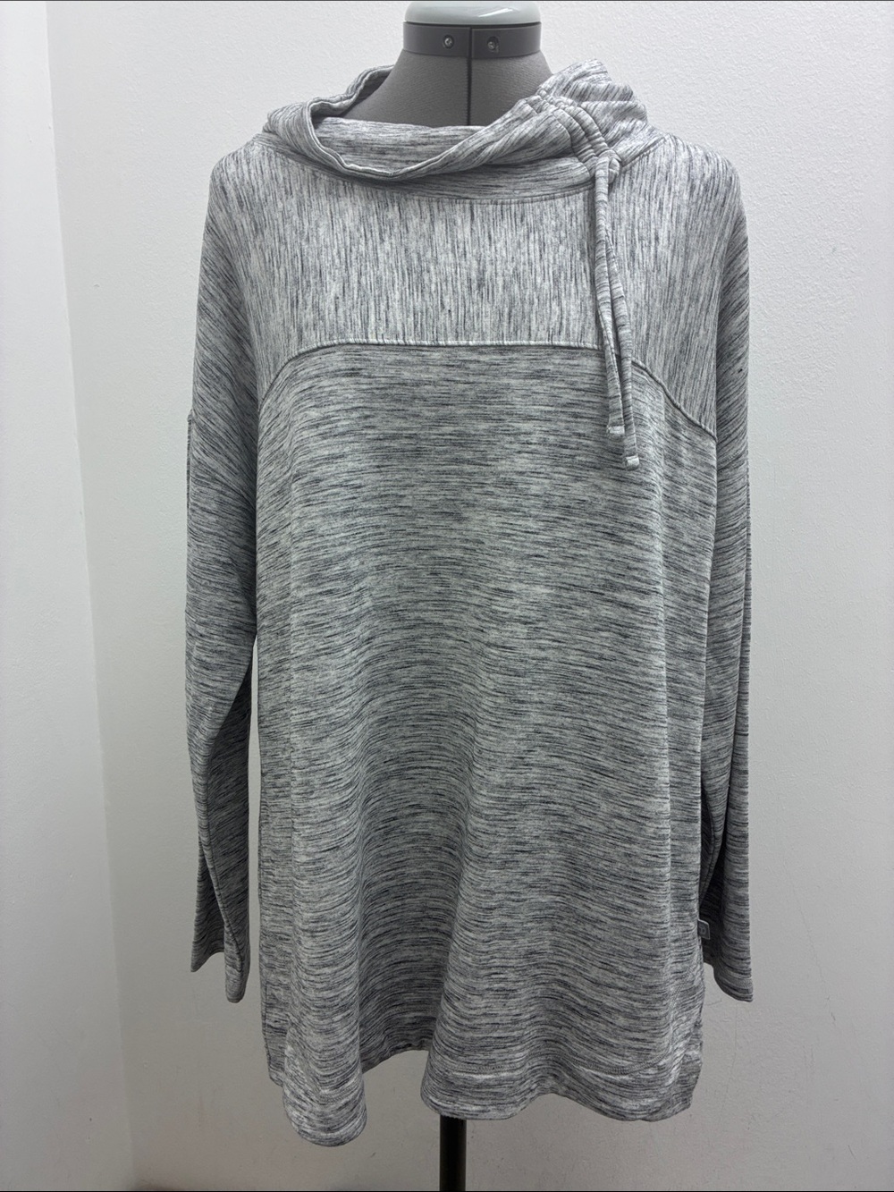 Light Gray Women's Cowl Neck Pullover Sweater - Versatile Cozy Layer